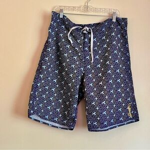 Castaways Men’s 36 Blue Geometric Board Shorts Beach Casual Hybrid Resort Summer